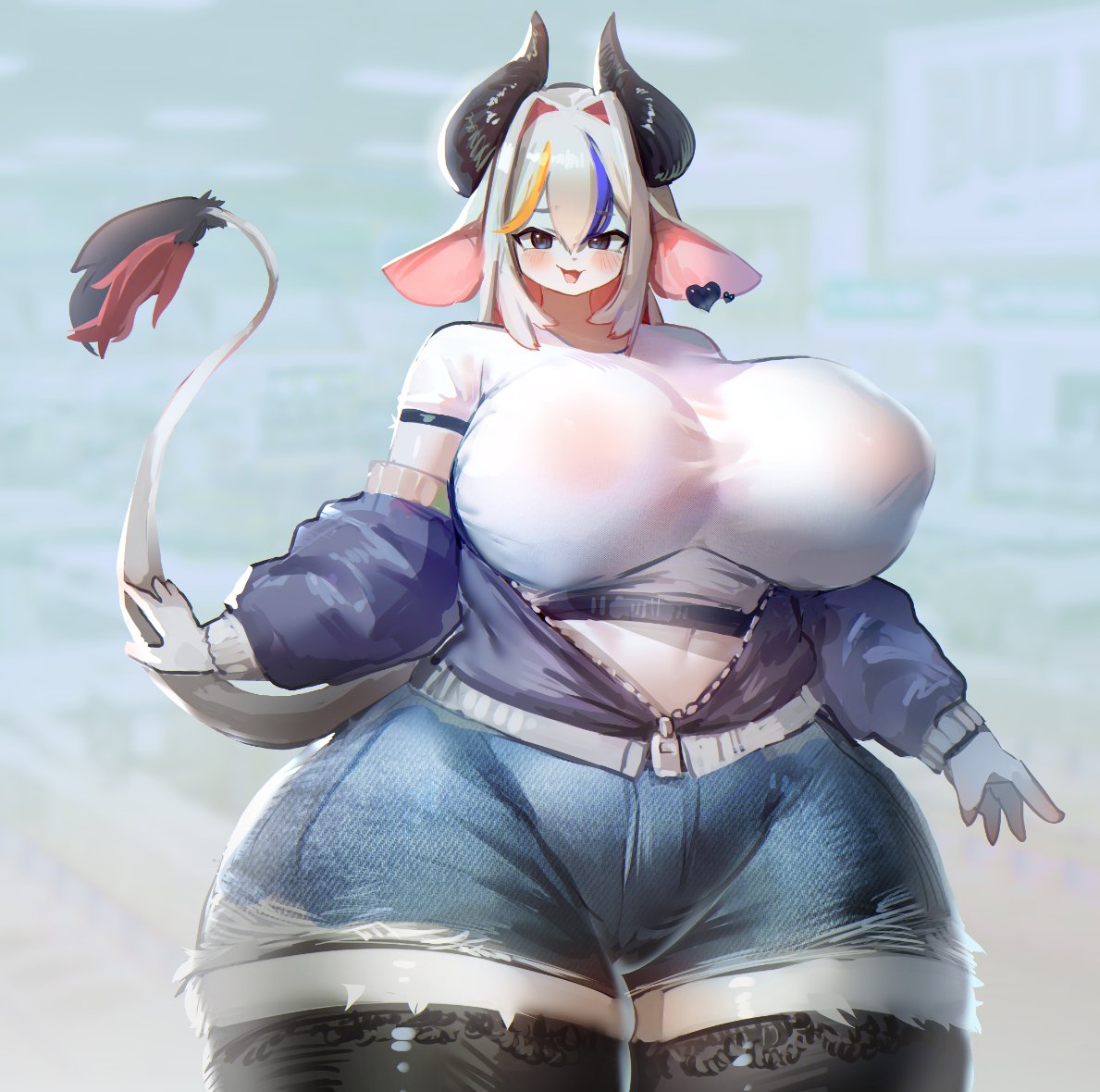 big breasts, breasts, female, hyper thighs, massive thighs, tagme, thunder thighs, utterangle