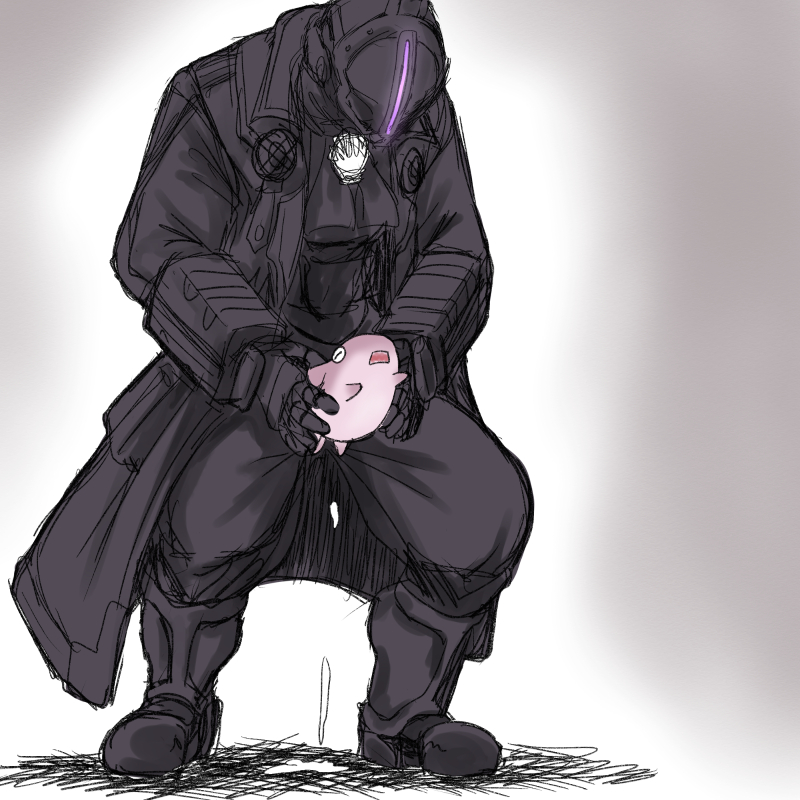 1boy alternate_version_available ambiguous_penetration bondrewd crouching cum cum_drip cum_inside feral from_behind full_body fully_clothed helmet human_on_feral living_sex_toy made_in_abyss mask masked masked_male meinya rape size_difference squatting standing tjiro zoophilia