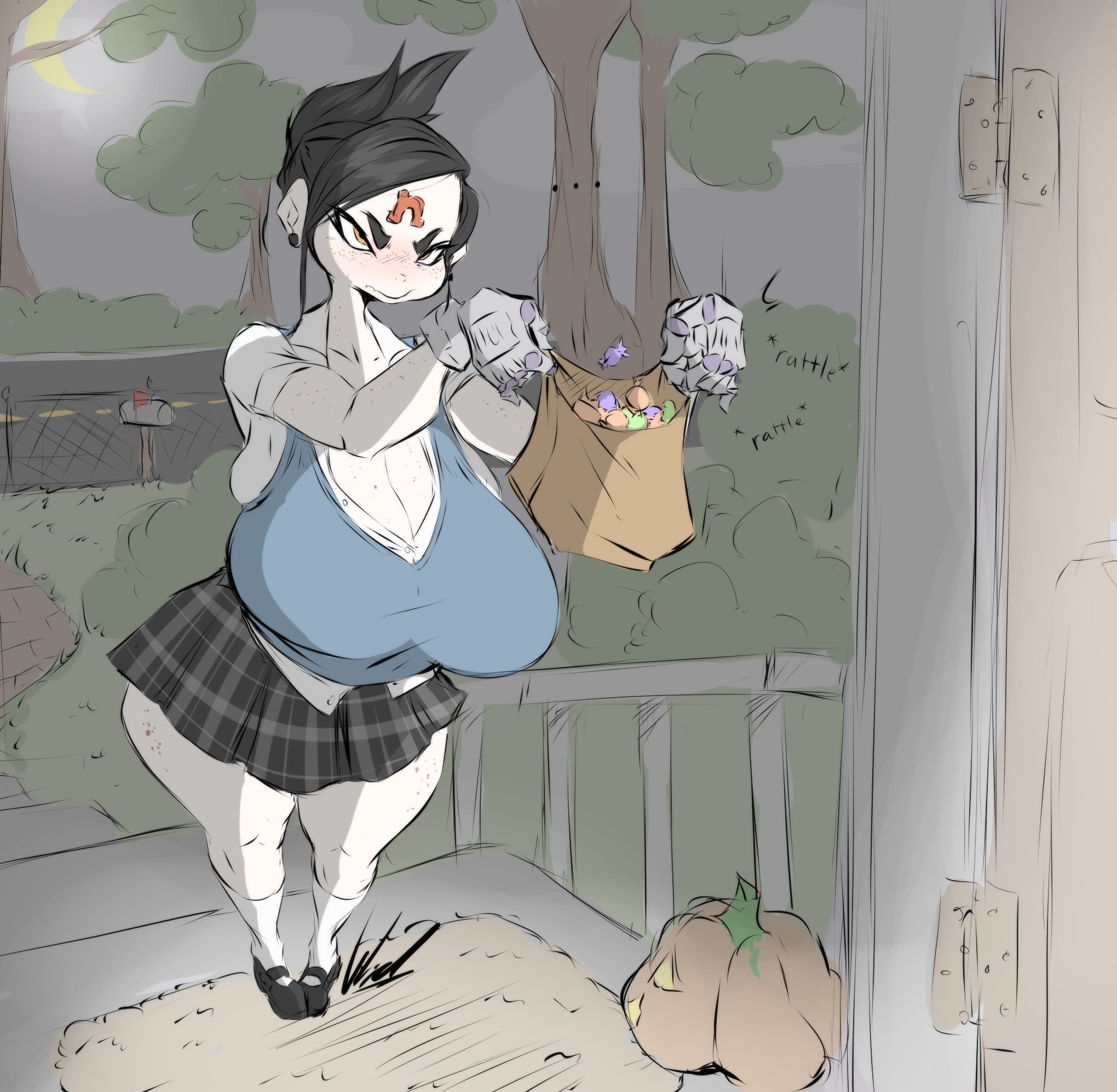 big breasts, breasts, breasts bigger than head, clothed, clothing, cosplay, crash (series), dullvivid, female, halloween, holidays, huge breasts, lara ravencroft, nina cortex, original character, shortstack, solo