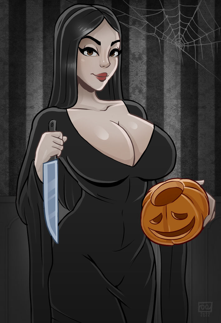 1girls big_breasts black_hair breasts bust busty cleavage curvaceous curvy digital_media_(artwork) female goth gothic halloween hourglass_figure legs light-skinned_female light_skin mature mature_female milf monolithic-sloth morticia_addams pale-skinned_female pale_skin standing the_addams_family upper_body voluptuous wide_hips