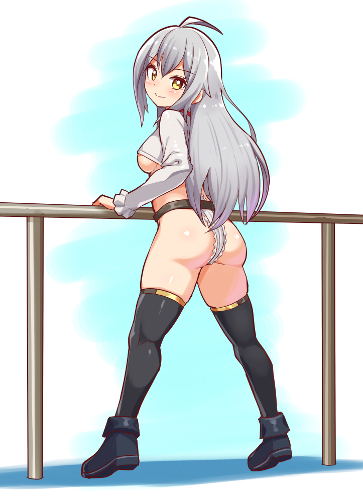 ass cougar1404 gray_hair spread_legs tagme thighhighs yellow_eyes