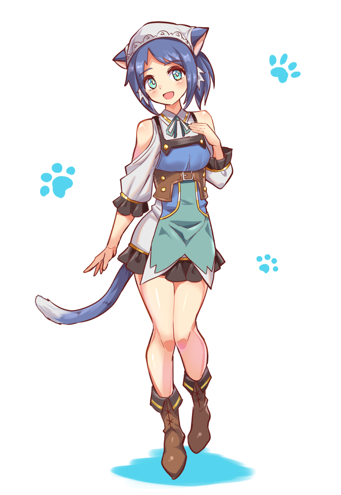 blue_hair cat_ears cat_tail catgirl cougar1404 cyan_eyes tagme