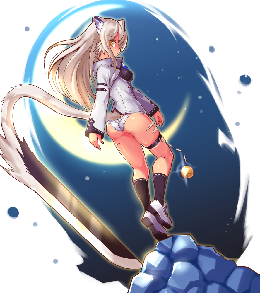 cat_ears cat_tail catgirl cougar1404 panties sword tagme tan_skin white_hair