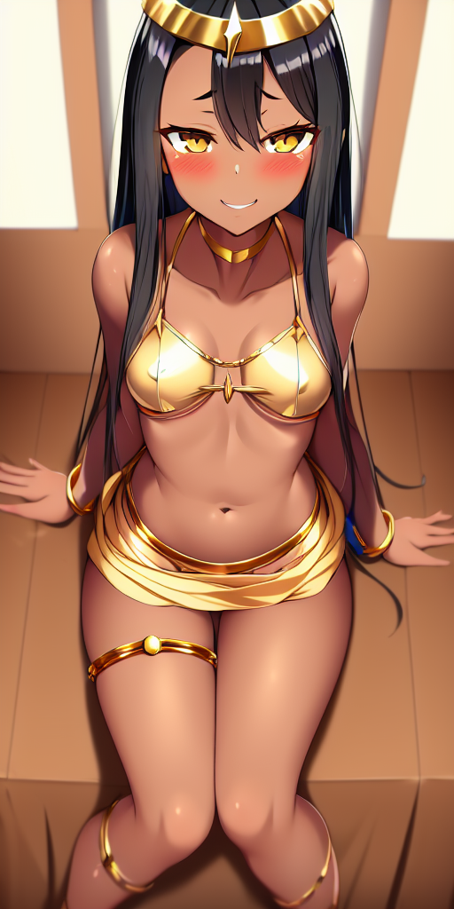 1girls ai_generated black_hair blush breasts brown_eyes clothed clothing egyptian egyptian_clothes egyptian_mythology female_focus female_only hayase_nagatoro hi_res long_hair looking_at_viewer nai_diffusion navel pixiz-sama please_don't_bully_me,_nagatoro revealing_clothes simple_background small_breasts smile solo stable_diffusion tan tan_skin tanned