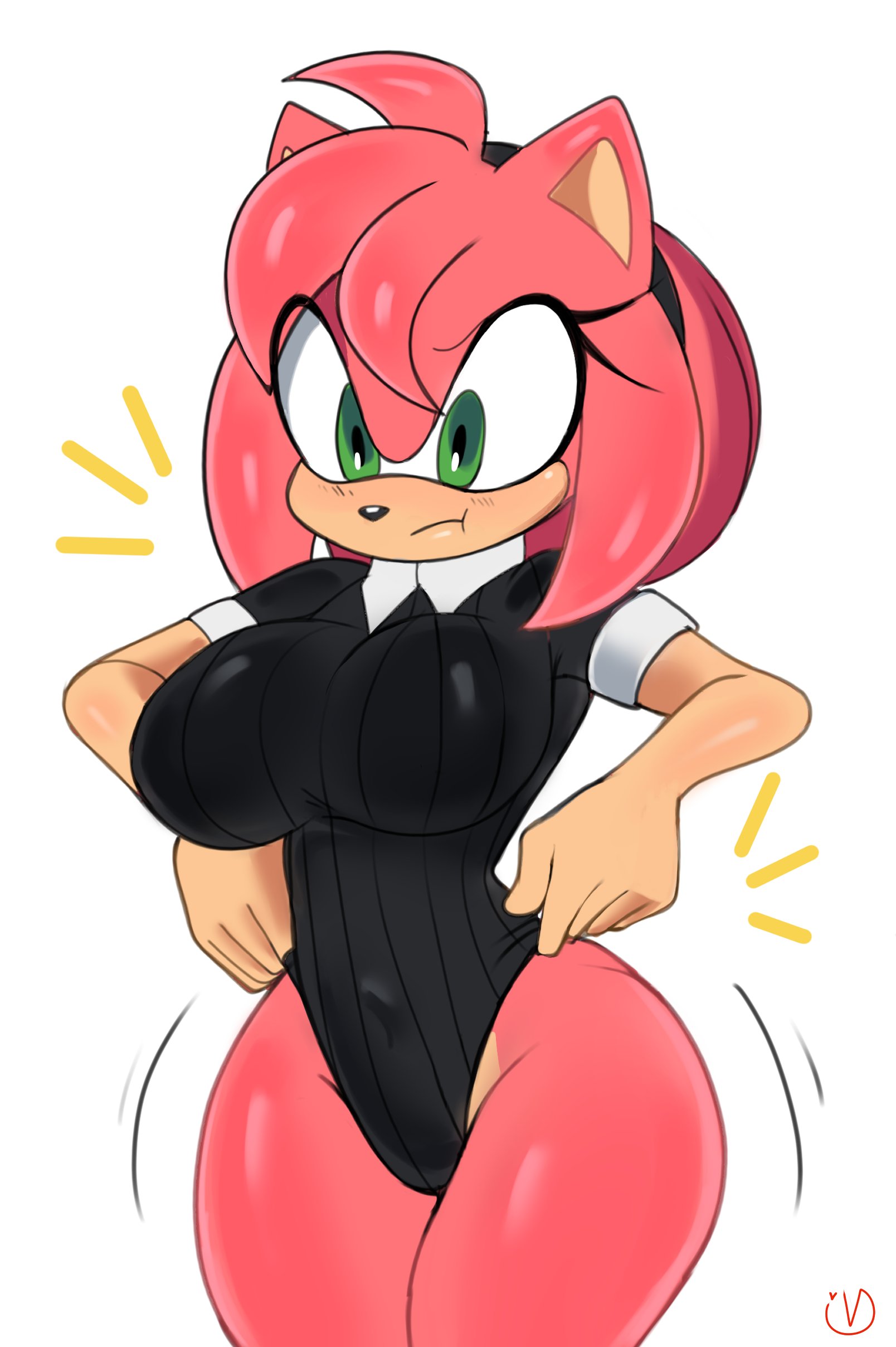amy rose, clothing, female, pink fur, pink hair, sonic (series), unknown artist