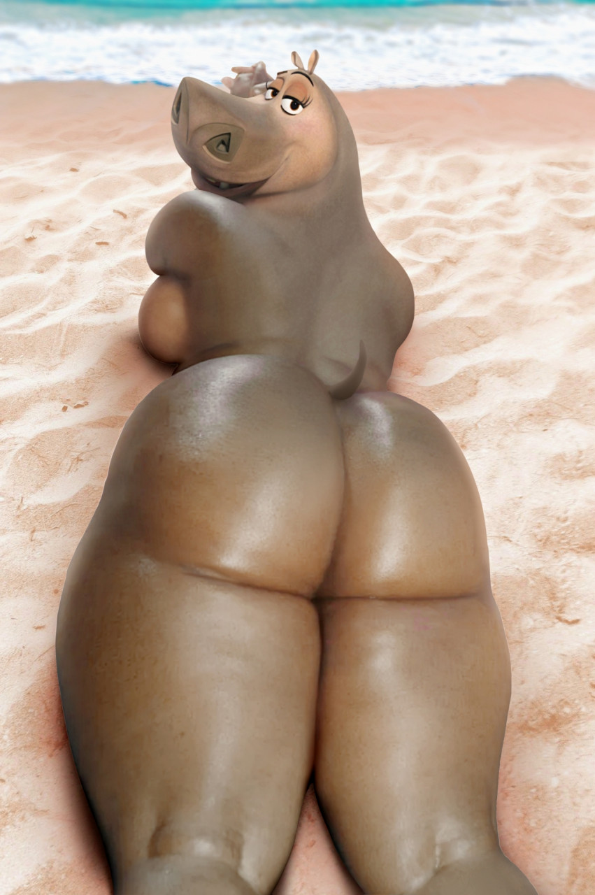 anthro ass ass beach big_ass big_breasts big_butt breasts common_hippopotamus dreamworks edit female female_only gloria_the_hippopotamus hi_res hippopotamid huge_ass huge_butt humanoid looking_at_viewer looking_back madagascar_(series) mammal nude outside photo_background photo_manipulation photomorph sand sea seaside smile solo solo_female thick_thighs venjiiart water wide_hips