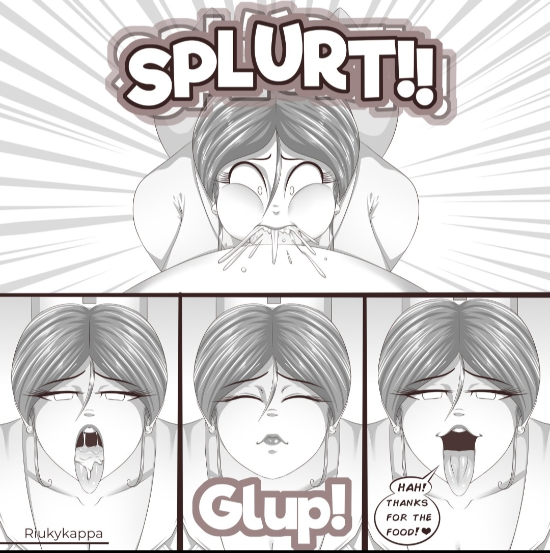 ass, ass grab, big breasts, big hips, black and white, blowjob, breasts, comic, comic page, female, implied incest, incest, marian (riukykappa), mother, mother and son, nurse, riukykappa, sex, son, speech bubble, tagme, text