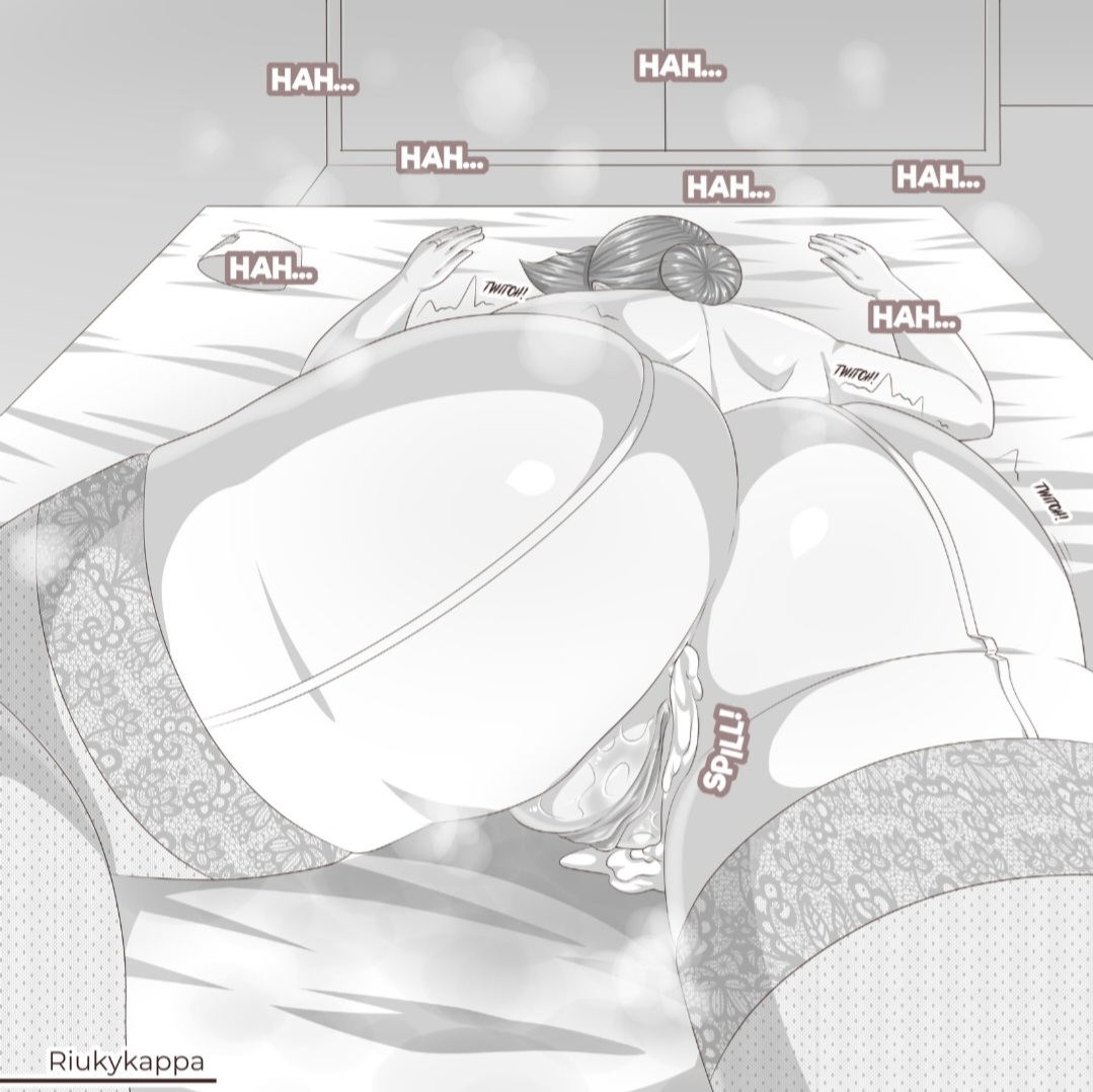 big breasts, big hips, black and white, blowjob, breasts, comic, comic page, cum, cum inside, female, implied incest, incest, marian (riukykappa), mother, mother and son, nurse, riukykappa, sex, son, speech bubble, tagme, text