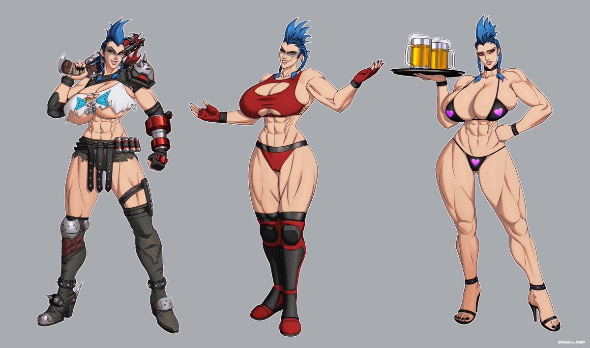 1girls, 2d, abs, big breasts, bimbo, blizzard entertainment, blue hair, breasts, female, female only, huge breasts, junker queen, muscular, muscular female, overwatch, overwatch 2, post-apocalyptic, punk, punk girl, punk hair, raidouzero, royalty, solo, thick thighs, video games, wide hips