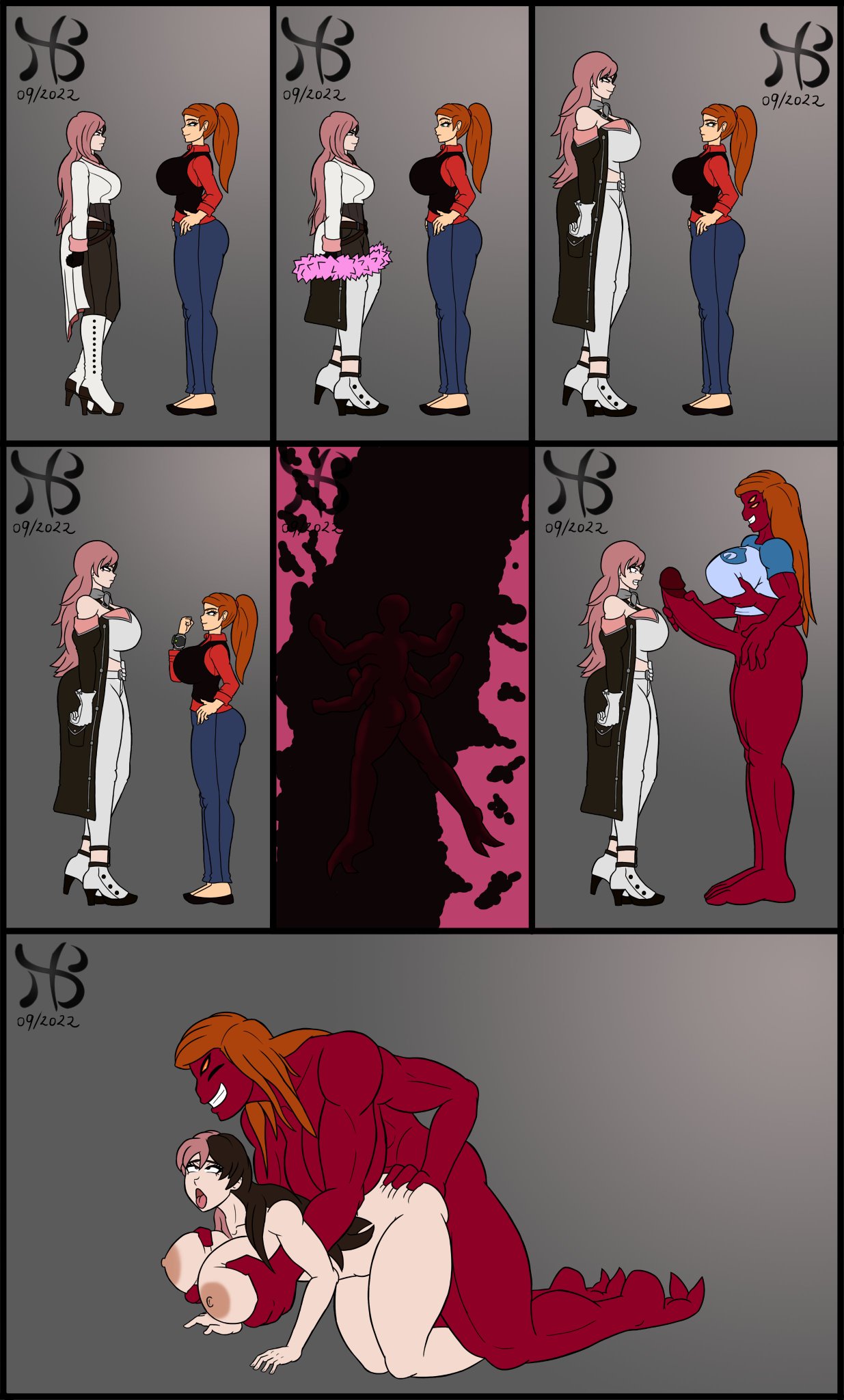 ben_10 clothing crossover female fourarms futa_on_female futadom futanari gwen_10 gwen_tennyson hiastobasement_(artist) human neo_(rwby) omnitrix pale_skin rwby shapeshifter weird_crossover