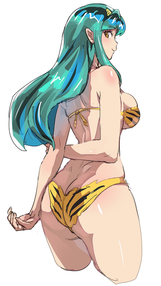 1girls 2022 ass big_breasts bow999 bubble_ass bulging_breasts female green_hair looking_at_viewer looking_back lum smile solo tagme urusei_yatsura