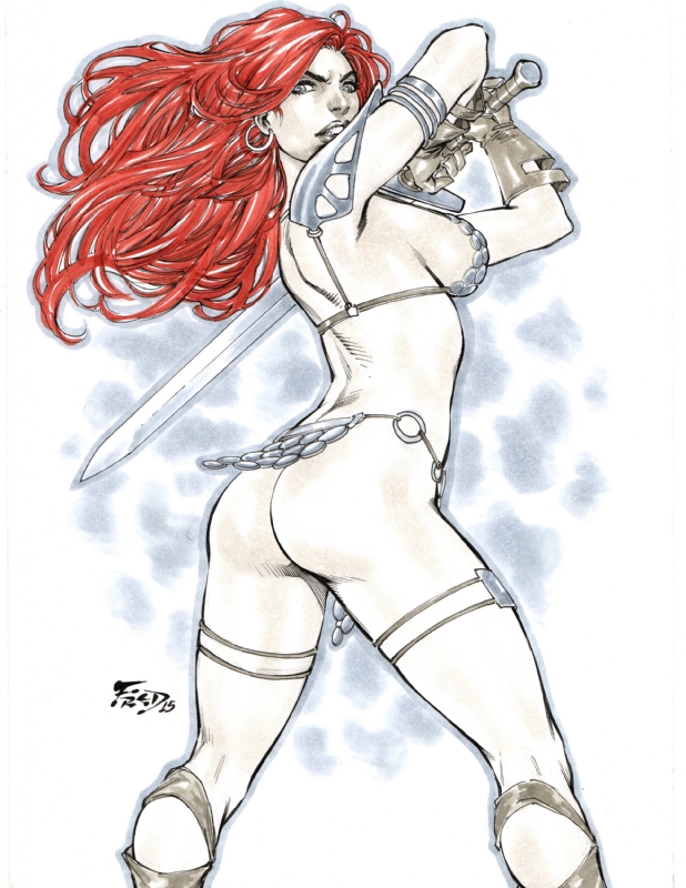 ed_benes_studio fred_benes metal_bikini red_sonja skimpy_costume sword