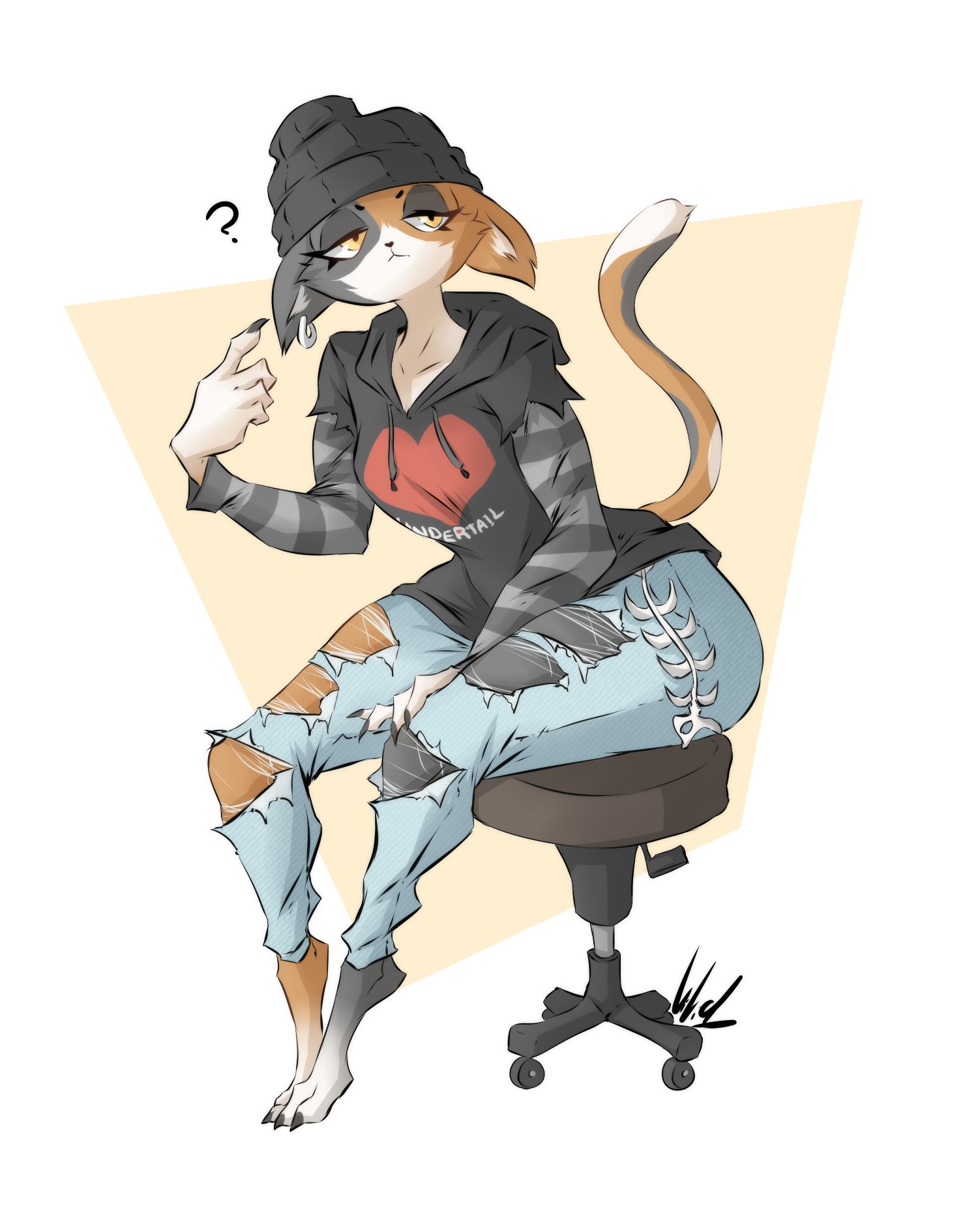 ?, 1girls, anthro, ass, big ass, cat ears, cat girl, cat tail, catgirl, claws, clothed, clothing, dullvivid, ear ring, felid, feline, felis, female, fortnite, fur, furry, furry female, furry only, hi res, looking at viewer, meow skulls (fortnite), sitting, solo, tail