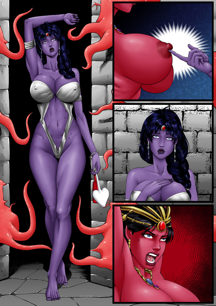 2girls a_princess_of_mars alien alien_girl alien_humanoid angry black_hair blue_eyes braided_hair dejah_thoris enslaved_royal erect_nipples huge_breasts imminent_sex john_carter_of_mars literature long_hair magenta_skin martian nasbak-cryman nipple_tweak perky_breasts pokies public_domain purple_skin revealing_swimsuit slave slavegirl