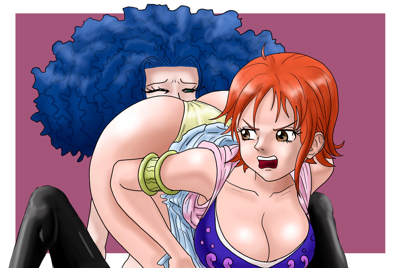 2022 2girls arabasta_saga ass_in_face avernaculo baroque_works big_ass big_breasts blue_hair facesitting female female_only femdom harem_outfit miss_doublefinger multiple_girls nami one_piece orange_hair panties pre-timeskip shounen_jump straw_hat_pirates toei_animation yuri zala_(one_piece)