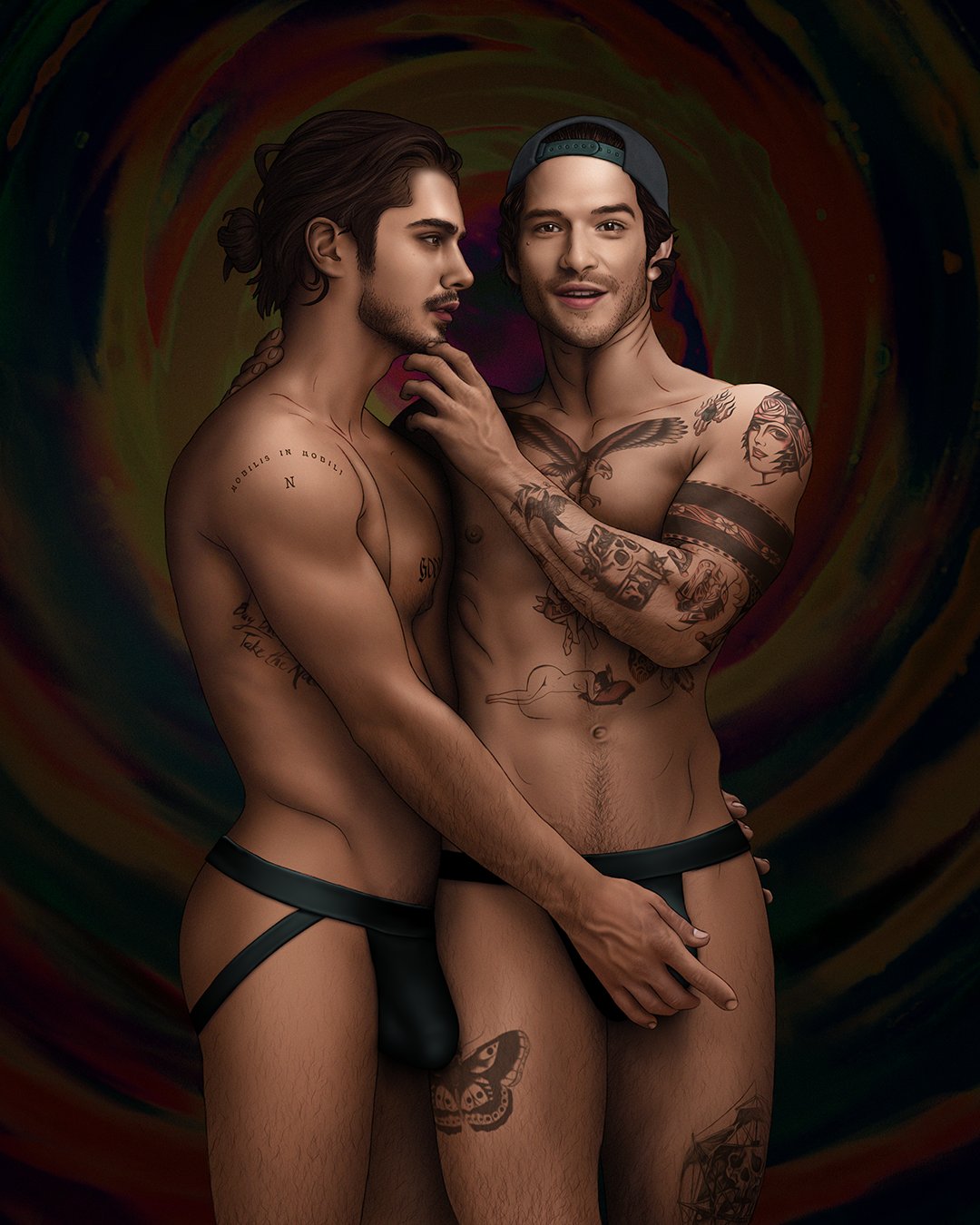 actor avan_jogia bulge celebrity crotch_grab fakesngay gabriel_(now_apocalypse) gay in_character jockstrap male male_only muscles muscular muscular_male now_apocalypse_(tv_series) tattoos tyler_posey ulysses_zane