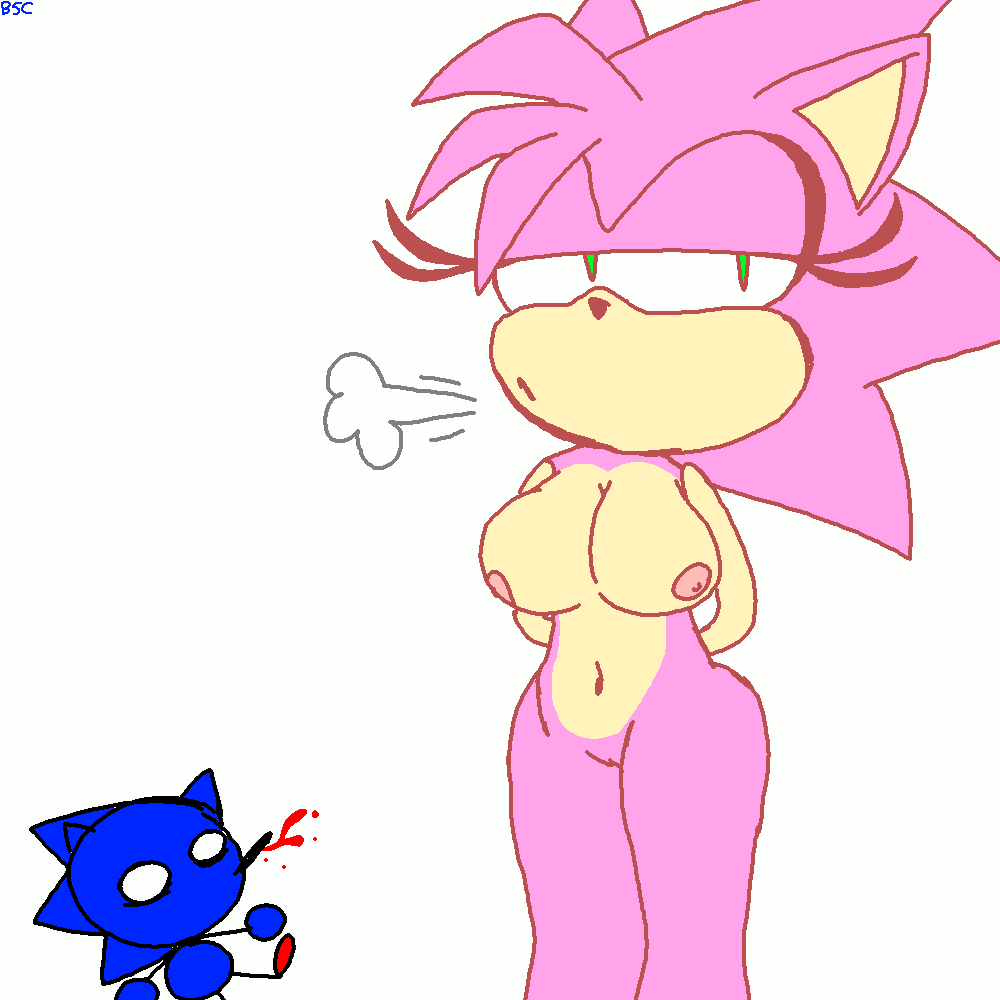 amy_rose blowing_air classic_amy_rose exposed_breasts green_eyes naked nosebleed pink_skin sonic_(series) sonic_the_hedgehog sonic_the_hedgehog_(series)