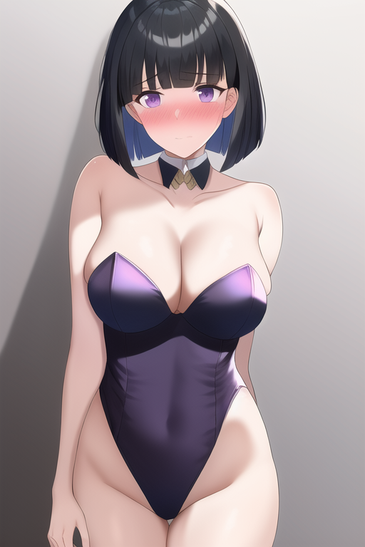 ai_generated black bob_cut breasts bunnysuit ear embarrassed female fire_emblem fire_emblem_awakening hair kjelle_(fire_emblem) nai_diffusion shoulders stable_diffusion thighs