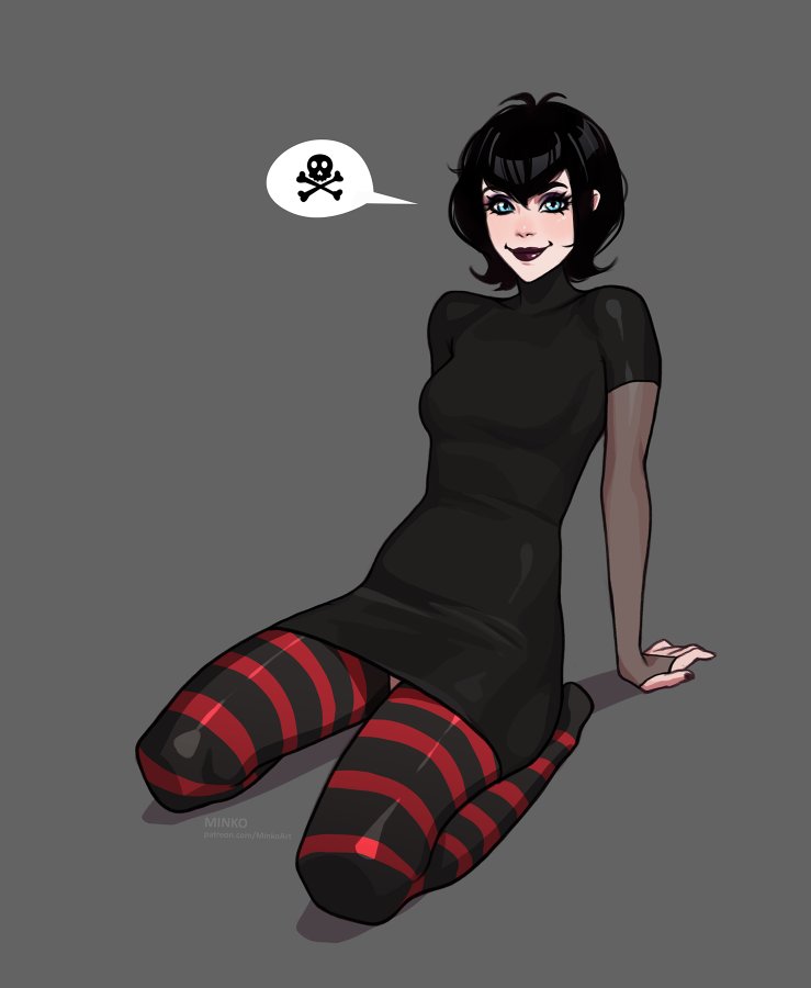 1girls, black hair, black nails, black socks, blue eyes, breasts, curvy, eyeshadow, fangs, female, fingernails, hips, hotel transylvania, humanoid, legs, light skin, light-skinned female, lips, mature, mature female, mavis dracula, minko, nail polish, olena minko, red socks, short hair, slim, slim waist, socks, striped socks, thigh socks, thighhighs, thighs, vampire, waist, watermark