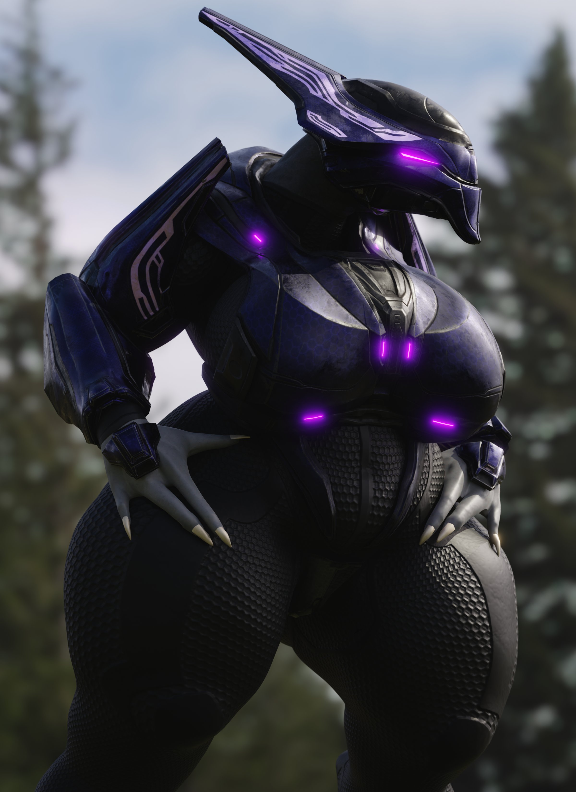 3d, armor, big breasts, breasts, coolmaster98, female, female sangheili, halo (game), halo (series), huge breasts, sangheili, skin tight, tagme, thick thighs