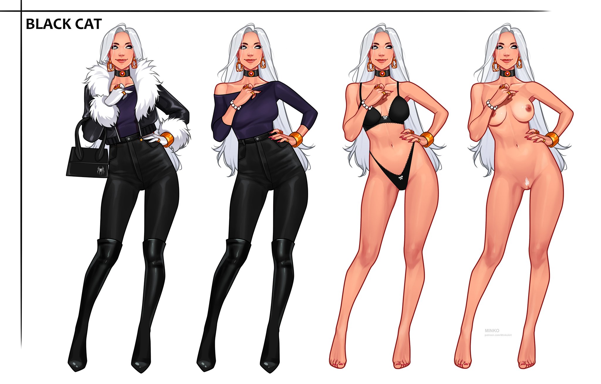 1girls, 2022, athletic, athletic female, big breasts, black cat (marvel), breasts, busty, eyebrows, eyelashes, eyes, felicia hardy, female, fit, fit female, hair, high resolution, hourglass figure, large breasts, latex suit, legs, light skin, light-skinned female, lips, long hair, looking at viewer, marvel, marvel comics, minko, no mask, olena minko, platinum blonde hair, red toenails, silver hair, skin tight, spider-man (series), superhero, superheroine, thick, thick legs, thick thighs, thief, thighs, villain, voluptuous, waist, white hair, wide hips