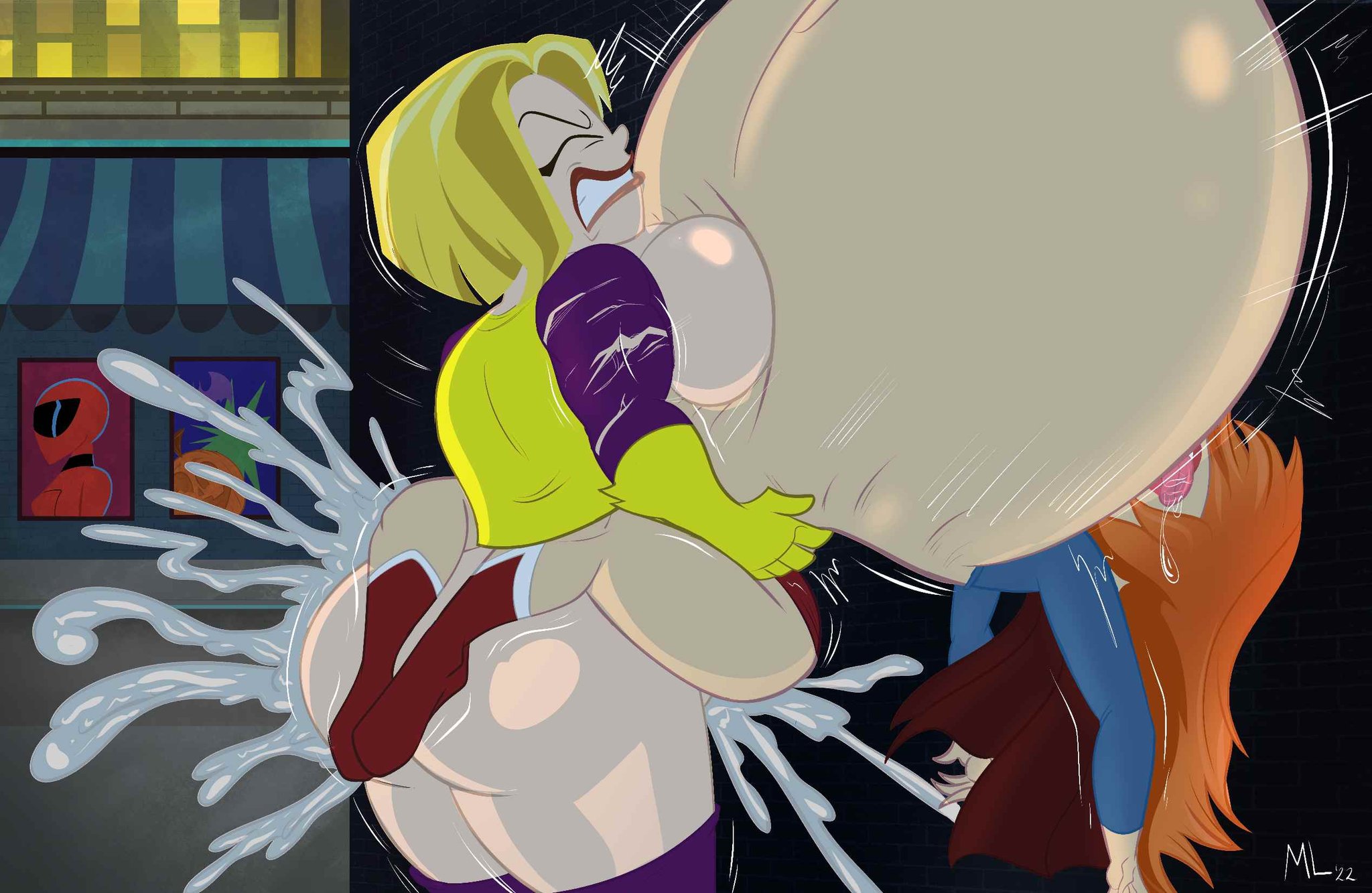 1futa, 1girls, ameizing lewds, artist name, ass, barbara gordon, batgirl, batgirl (cosplay), big ass, big ass (futa), big belly, big breasts, big butt, blonde hair, blush, bob cut, breasts, bubble ass, bubble butt, busty, cameltoe, cartoon network, costume, costume swap, cum, cum inside, cumflated belly, cumflation, dc, dc comics, dc super hero girls, drool, drooling, duo, ejaculation, excessive cum, fat ass, fat butt, female, futa on female, futanari, halloween, hips, huge breasts, human, humanoid, hyper cumflation, inflation, intersex, kara danvers, kara zor-el, kissing, kryptonian, large ass, large breasts, large butt, leg lock, leg wrap, light skin, light-skinned female, light-skinned futa, orange hair, orgasm, partially clothed, passionate, penetration, pussy, sex, stand and carry position, standing, supergirl, supergirl (cosplay), superheroine, superman (series), teeth clenched, thick ass, thick thighs, thighs, upskirt, voluptuous, warner brothers, wide hips