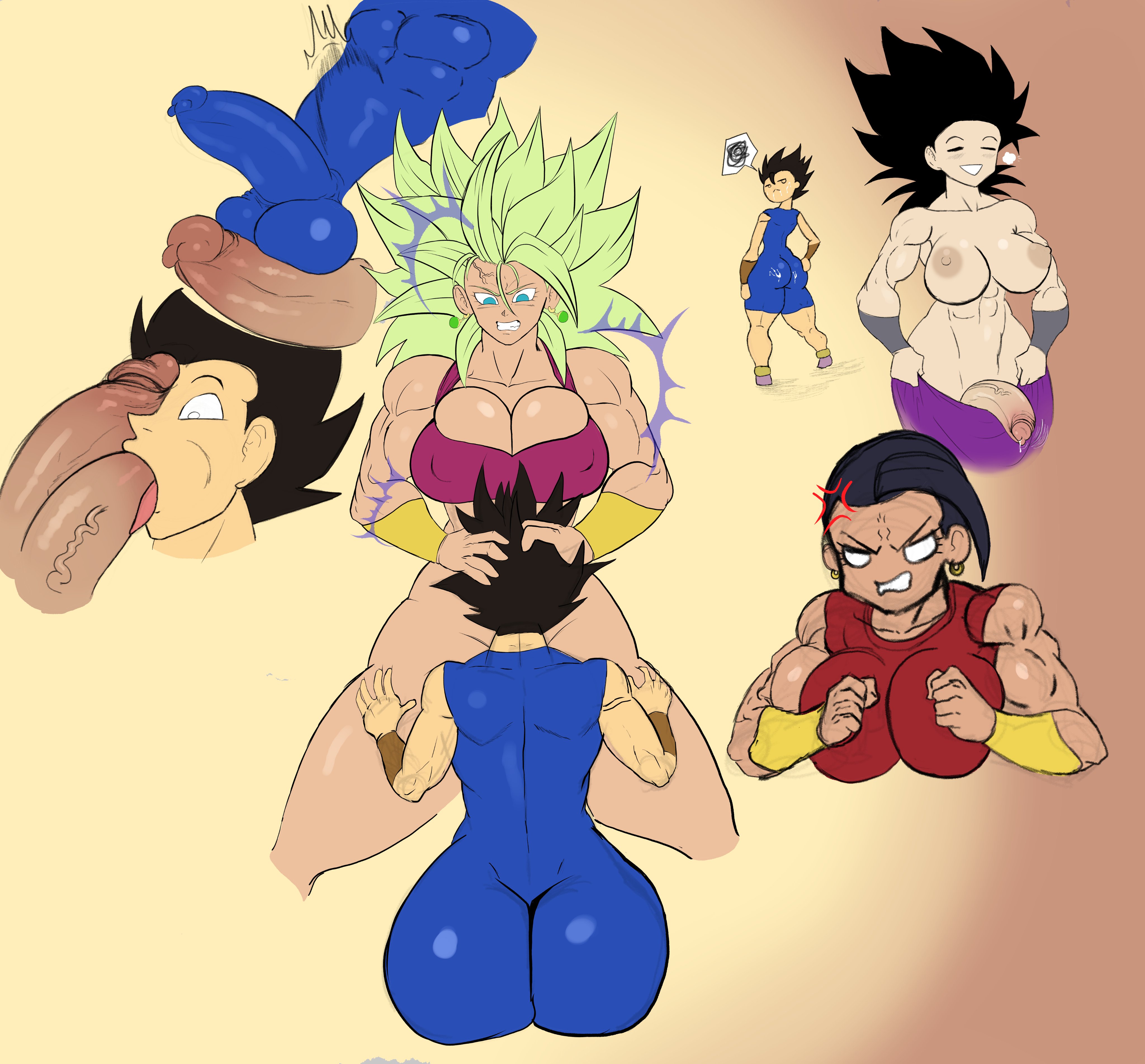 1boy, 2022, 2futas, angry, ass, balls, big ass, big balls, big breasts, big butt, big penis, big thighs, black eyes, black hair, blowjob, blue eyes, bottomless, breasts, bulge, cabba, caulifla, clenched teeth, clothed, clothing, diphallia, diphallism, dragon ball, dragon ball super, earrings, erection, erection under clothes, fellatio, fully clothed, futa is bigger, futa on male, futanari, green hair, hand on head, huge ass, human, intersex, kale, kefla, legendary super saiyan, light skin, light-skinned futa, male, male sucking futa, monkeypeen, multi genitalia, multi penis, muscles, muscular, muscular futa, nipples, nude, oral, pants, pants down, partially clothed, penis, penis in mouth, penis on eyes, penis size difference, potara earrings, potara fusion, saiyan, sex, smile, spiky hair, standing, super saiyan, super saiyan 2, tan-skinned futa, thick thighs, thighhighs, universe 6, veiny penis, wide hips