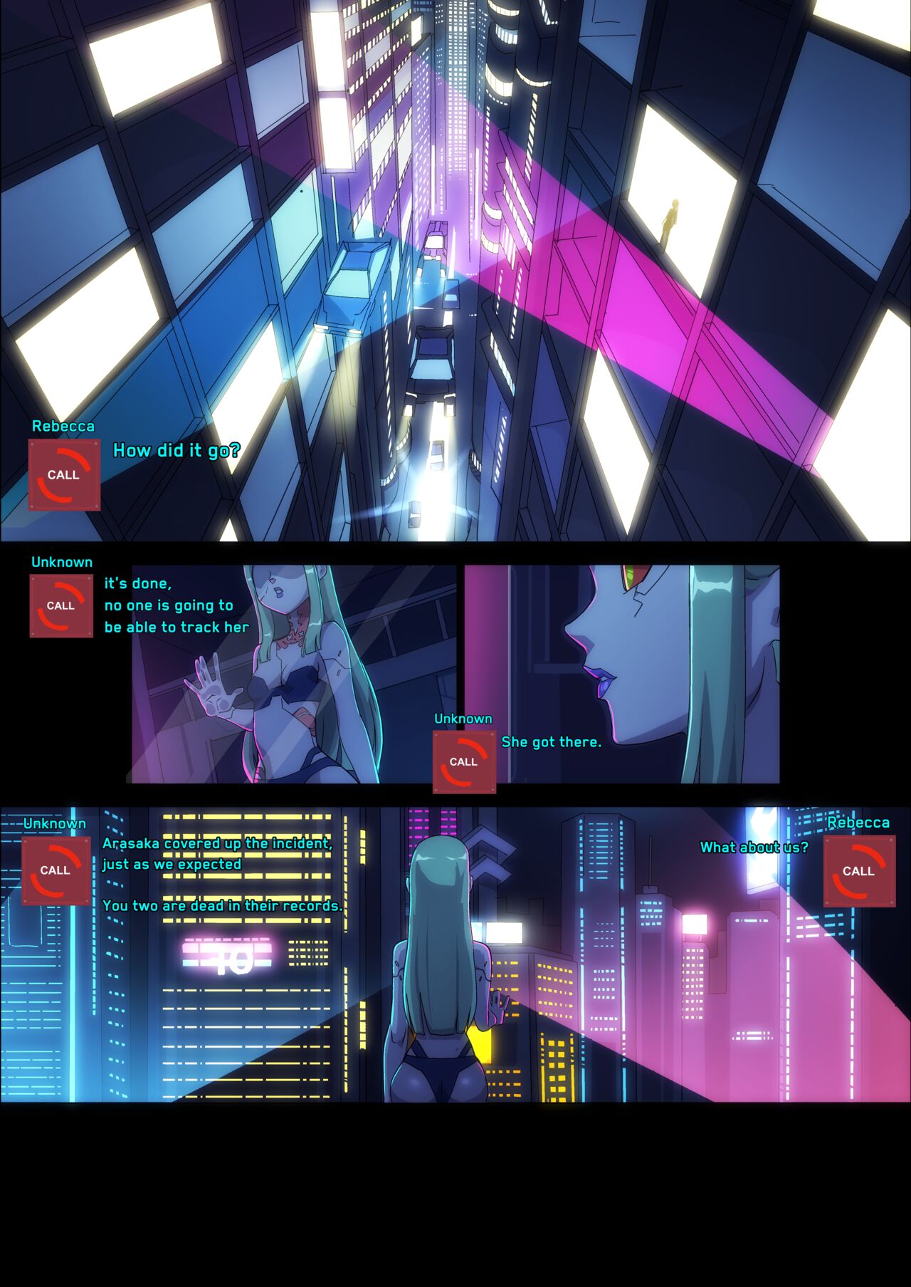 1girls against_glass ass casual casual_underwear city city_background cyberpunk:_edgerunners cyberpunk_2077 electronics female human long_hair looking_out_window neon_lights night_sky nisego pale_skin panties rebecca_(edgerunners) solo solo_female underwear