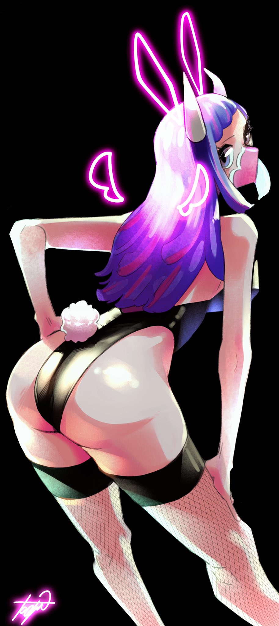 1girls ass ass ass_focus back back_view big_ass big_breasts big_butt bunny_ears bunny_tail bunnysuit clothed clothing color female female_focus female_only hi_res horns large_breasts light-skinned_female light_skin long_hair looking_at_viewer mask multicolored_hair one_piece pink_eyes shounen_jump solo solo_female tagme taoru thick_thighs ulti_(one_piece)