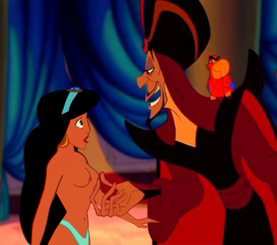 aladdin dirtydisneybitches disney disney_princess disney_villains female female_focus human iago jafar male male_focus nipples princess_jasmine straight