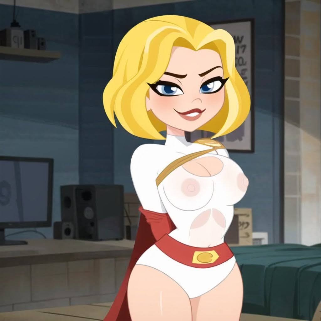 1girls ai_generated arms_behind_back bedroom blonde_female blonde_hair blonde_hair_female blue_eyes blush breasts breasts_visible_through_clothing cape cats62 clothed clothed_female dc dc_comics dc_super_hero_girls female female_only indoors kara_danvers kara_danvers_(shg) kara_zor-el light-skinned_female looking_at_viewer nipples power_girl red_gloves room seductive_look shiny_skin short_hair solo visible_breasts visible_nipples wet_clothing white_one-piece_swimsuit