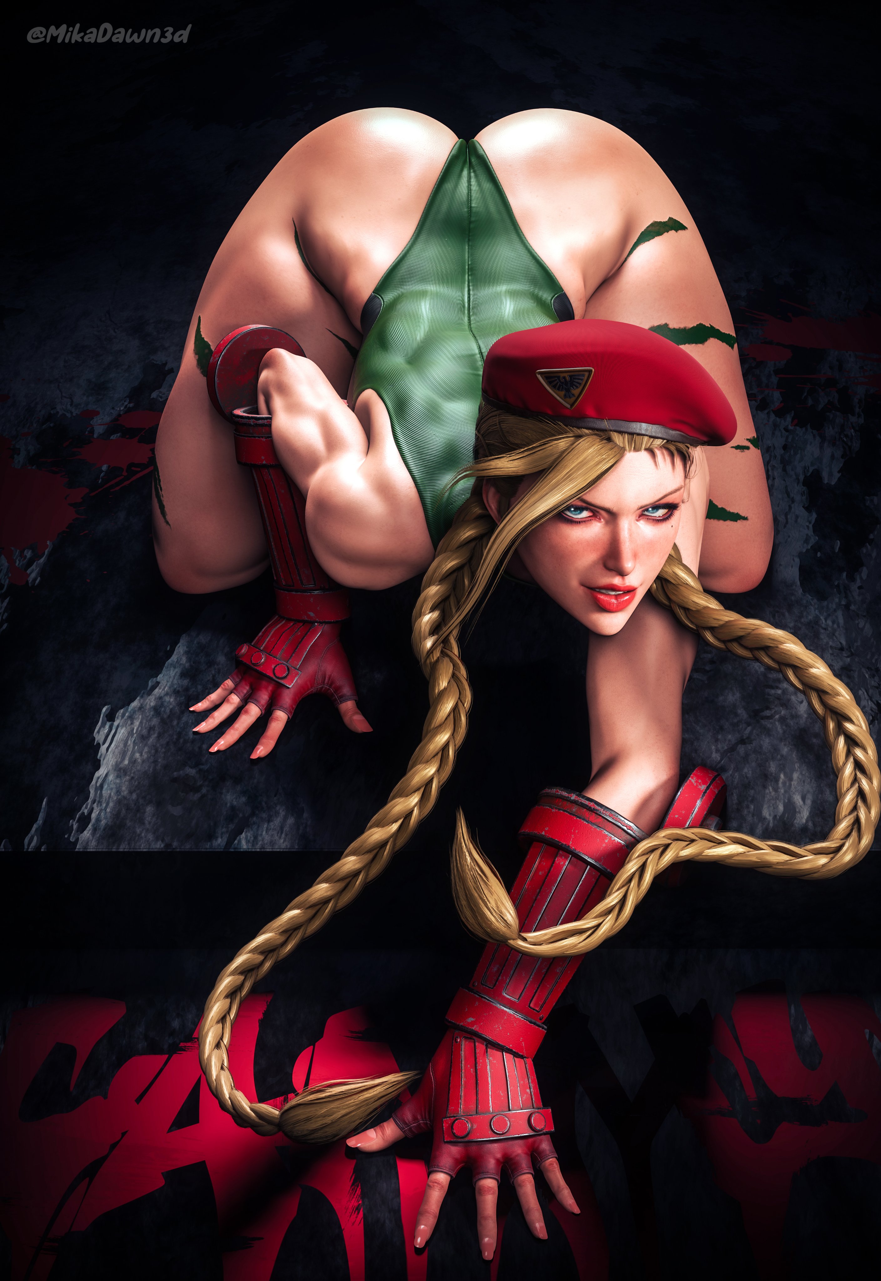 1girls, 3d, blonde hair, cammy white, capcom, doggy style, female, female only, mikadawn, solo, street fighter