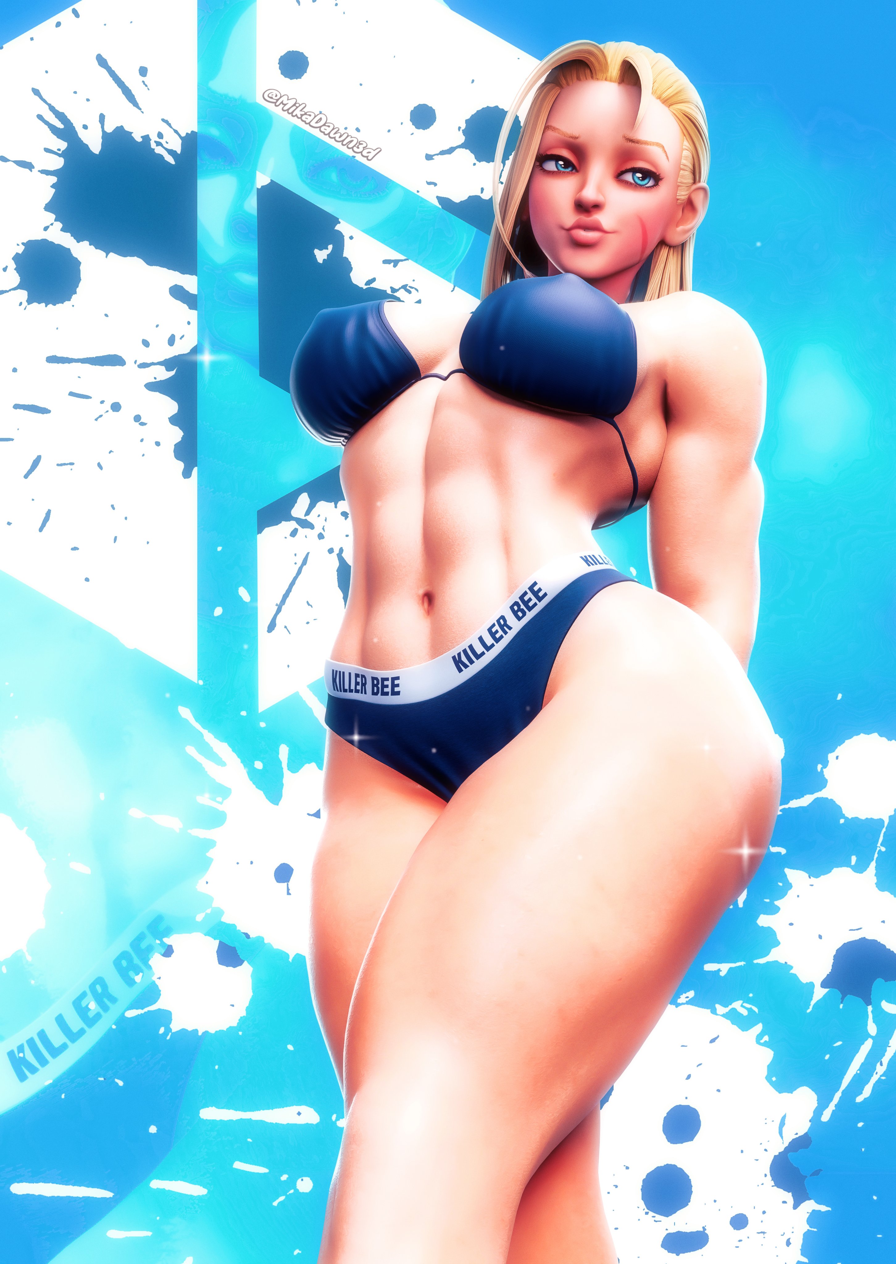 1girls, 3d, blonde hair, cammy white, capcom, curvaceous, female, female only, mikadawn, solo, solo focus, street fighter