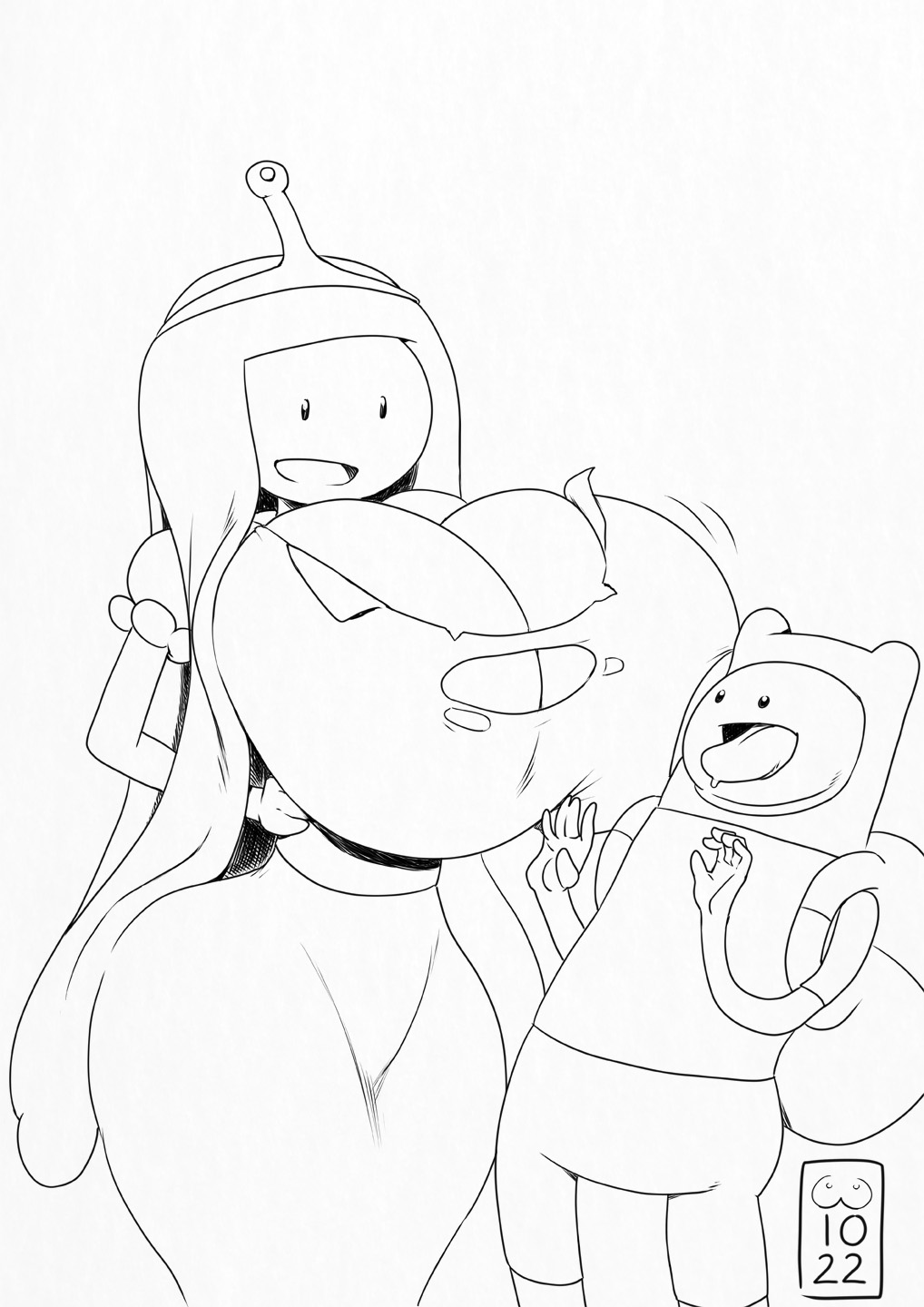 1girls, 2022, adventure time, backpack, bag, big breasts, blonde hair, bosomforpillow, breast expansion, breast growth, breast growth (enlargement), breasts, cartoon network, cleavage, female, finn the human, huge breasts, human, inktober, male, pale skin, princess bubblegum, tagme, wardrobe malfunction