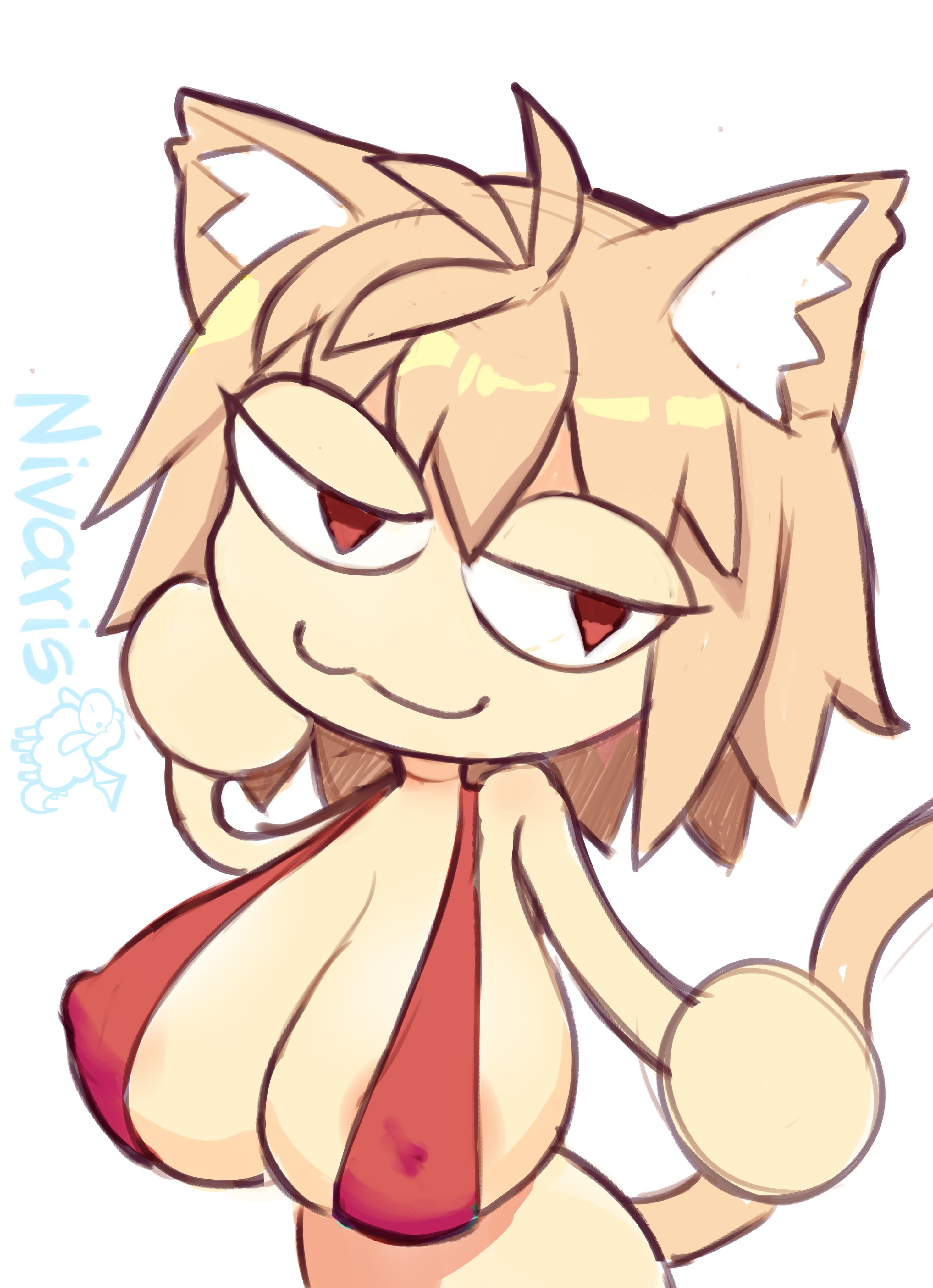 :3, 1girls, 2d, animal ears, anthro, breasts, cat ears, feline, female, female only, melty blood, neco-arc, nipples, smile, smug, solo, solo female, sunsetniva, tagme, tail, tsukihime, white background