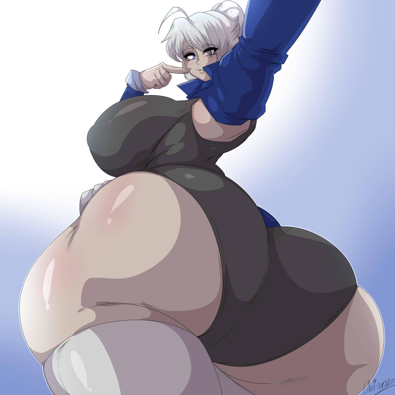 1girls, armpits, ass, below view, big ass, big breasts, breasts, bubble ass, bubble butt, female, huge ass, huge butt, okioppai, original, original character, thick ass