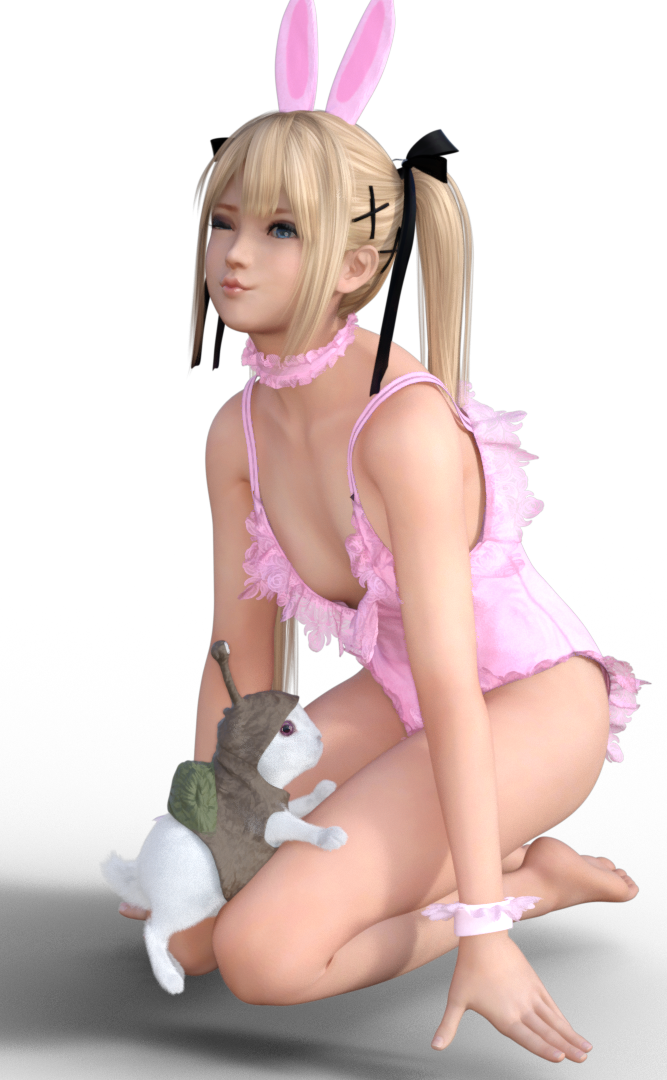 1girls 3d blonde_female blonde_hair blue_eyes breasts bunny bunny_costume bunny_ears bunny_girl bunnysuit choker clothed clothing dead_or_alive dead_or_alive_5 eyeshadow female female_only frills hair_ribbon kneeling lace leotard long_hair looking_at_viewer makeup marie_rose one_eye_closed petite self_upload small_breasts solo sugamunda transparent_background twintails wink