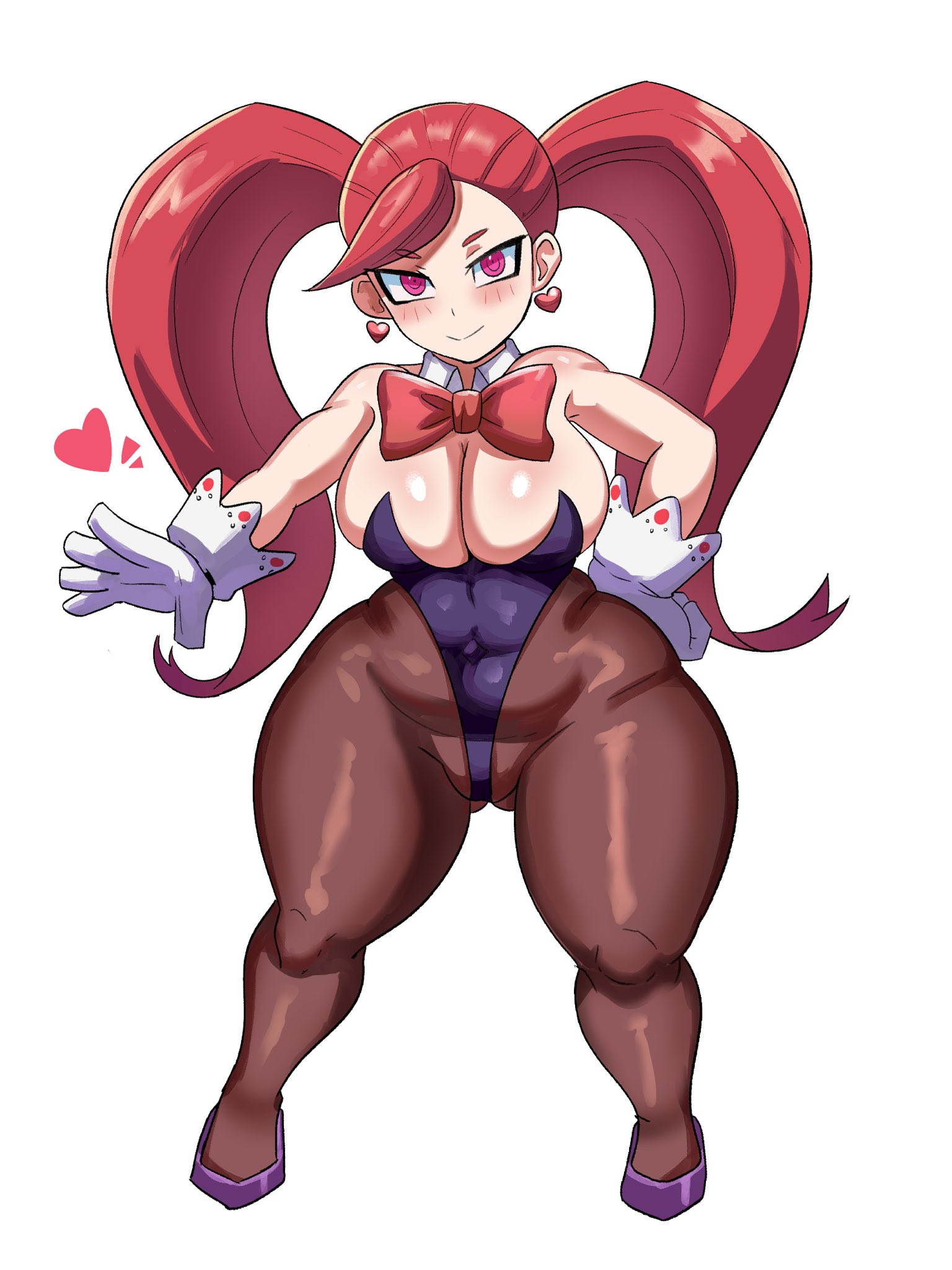 1girls, aiba manami, breasts, female, gloves, highleg leotard, hips, la brava (my hero academia), large breasts, leotard, light skin, light-skinned female, long hair, my hero academia, pantyhose, red hair, shortstack, solo, solo female, thick thighs, thighs, tights, twintails, wide hips, ytrall