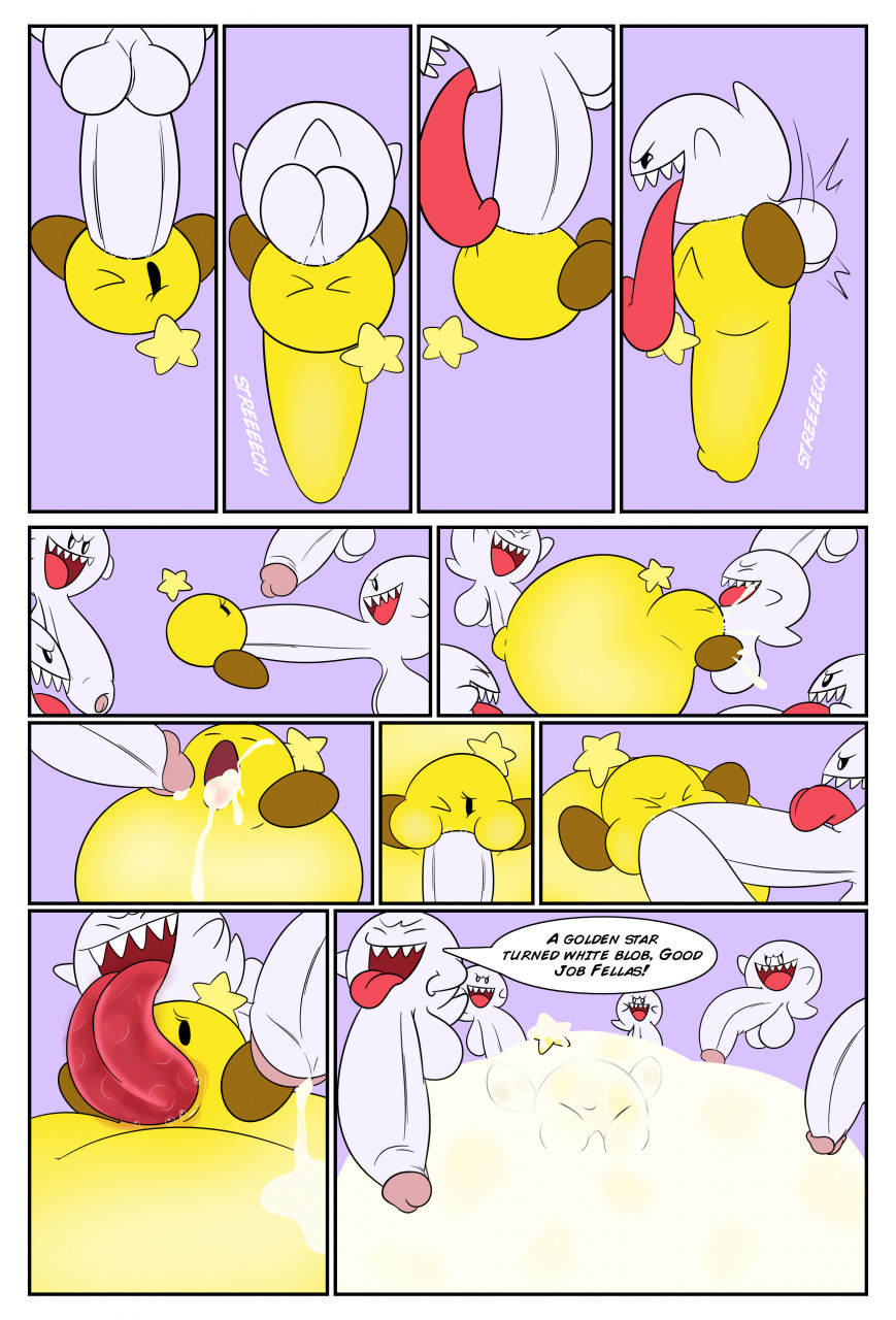 ambiguous gender, ambiguous penetration, boo (mario), comic, cum, cum inflation, cumflated belly, cumflation, duplicate, huge cock, inflation, kiffy (artist), mario (series), mario and luigi (series), nintendo, penis, rape, sex, small but hung, starlow, text