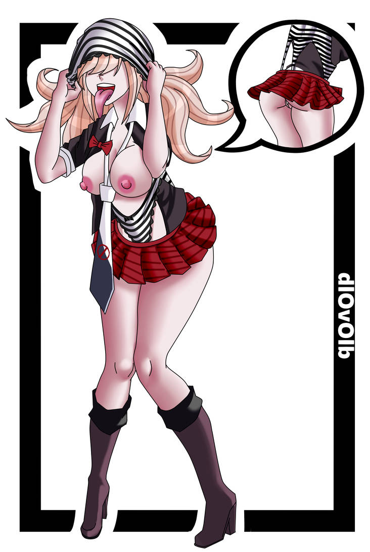 ass atomic_wedgie breasts danganronpa danganronpa:_trigger_happy_havoc danganronpa_1 dlovolb exposed_breasts junko_enoshima large_breasts open_clothes panties straight_hair upskirt wedgie