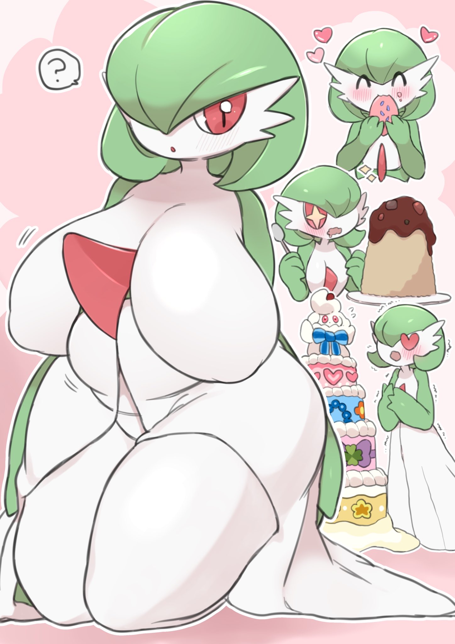 big breasts, breasts, female, gardevoir, huge breasts, pokemon, pokemon (species), tagme, underchikichan, weight gain