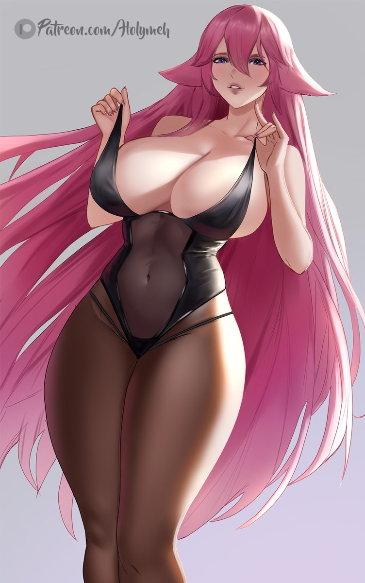 1girls breasts cleavage female fox_ears fox_girl genshin_impact hartman_hips hips holymeh hourglass_figure huge_breasts kitsune light-skinned_female light_skin long_hair pink_hair purple_eyes slim_waist thick_thighs thighs thunder_thighs thunderthighs tights top_pull wide_hips yae_miko