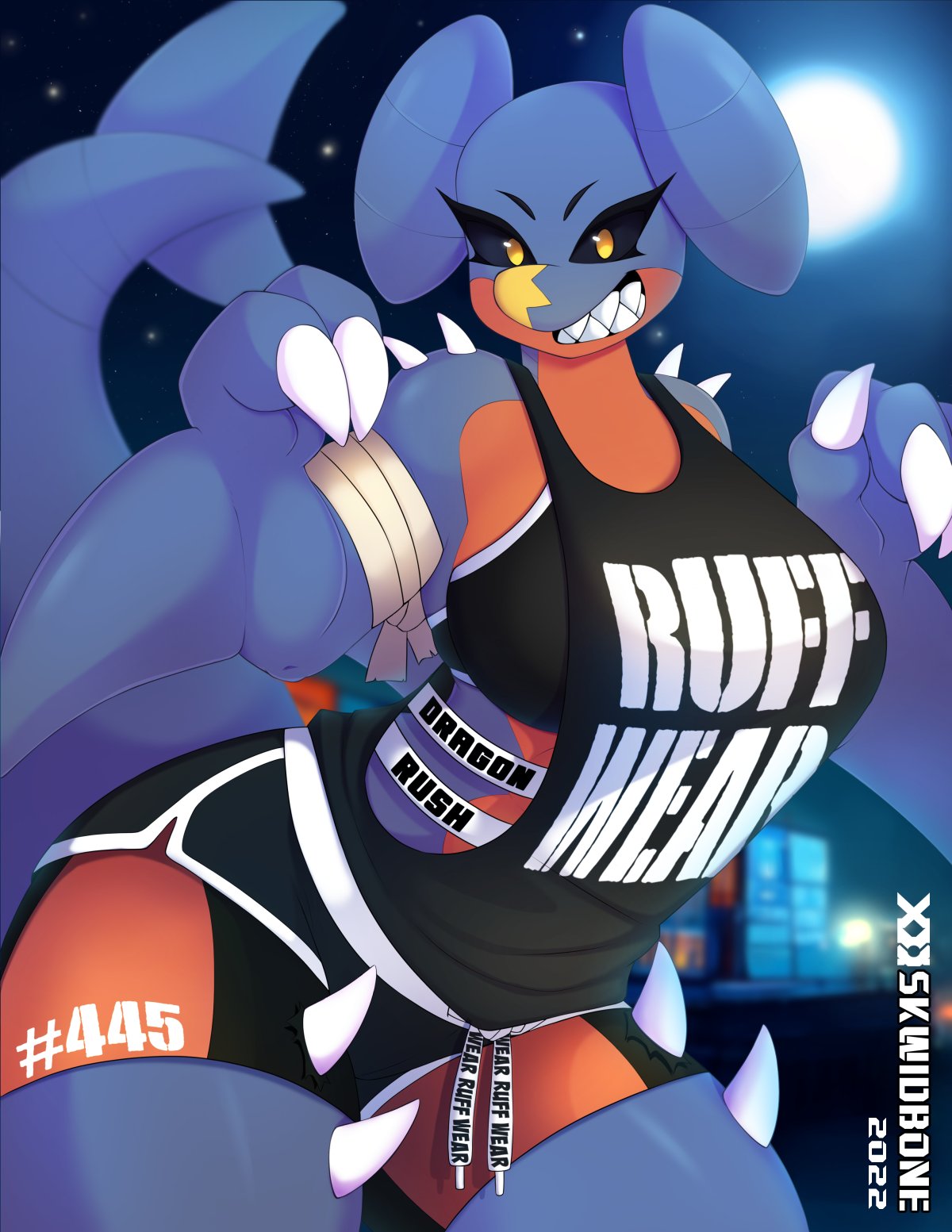 2020s, 2022, big breasts, breasts, female, female garchomp, garchomp, nintendo, pokemon, pokemon (species), pokemon dppt, skwidbone, tagme