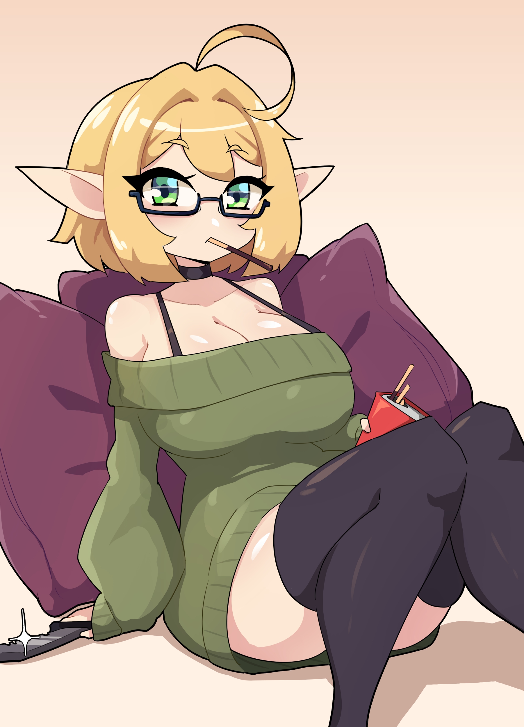 1girls, blonde hair, breasts, elf, elf ears, elf female, female, j5daigada, tagme, tagme (character), thighhighs, thighs