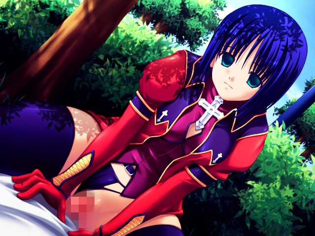 1boy akamaru bangs blue_eyes blue_hair blue_thighhighs censored cleavage_cutout closed_mouth clothing_aside clothing_cutout cowgirl_position dappled_sunlight day female game_cg gloves hair_between_eyes jacket koyoi_mo_meshimase_alicetale medium_hair minase_ayano mosaic_censoring multi-strapped_panties open_clothes open_jacket outdoors panties panties_aside penis purple_panties purple_vest red_gloves red_jacket shiny shiny_clothes shiny_legwear straight_hair sunlight thighhighs underwear vaginal_penetration vest