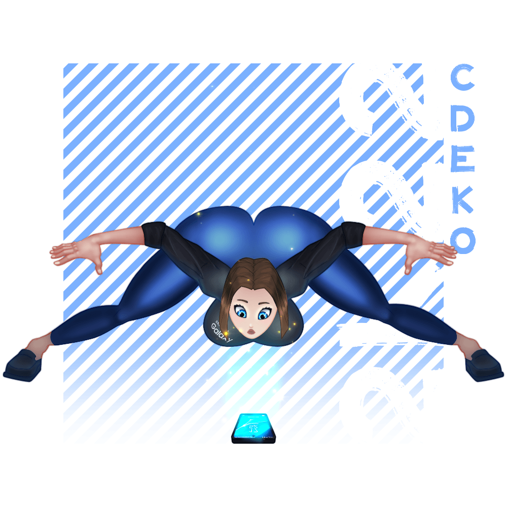 1girls, animated, ass, ass up, big ass, big breasts, blue eyes, bouncing ass, bouncing breasts, breasts, brown hair, cdeko, cellphone, clothing, female, female only, front view, jack-o pose, legs apart, looking down, phone, pinup, samsung, samsung sam, solo, yoga pants
