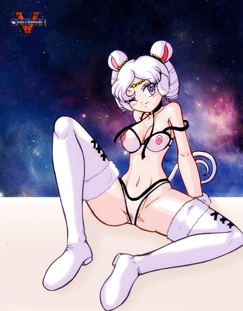 1girls animal_ears bishoujo_senshi_sailor_moon blush bra breasts cameltoe lingerie nipples pale-skinned_female pale_skin panties sailor_iron_mouse see-through shadow_galactica short_hair smile straight_hair tail thighhighs underwear vcampan villainess white_hair wink