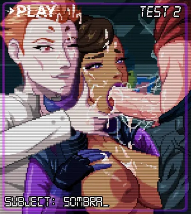 2d blizzard_entertainment blowjob breasts brown_hair cum cum_in_mouth dark-skinned_female deepthroat_mark fellatio grabbing interracial latina makeup mexican moira neophite-byte oral overwatch overwatch_2 partial_male petite pixel_art pubic_hair purple_eyes purple_hair purple_lipstick red_hair saliva saliva_string saliva_trail scientist_moira shaved_side sloppy sombra throat_fuck throat_grab tongue_out two_tone_hair vhs_filter