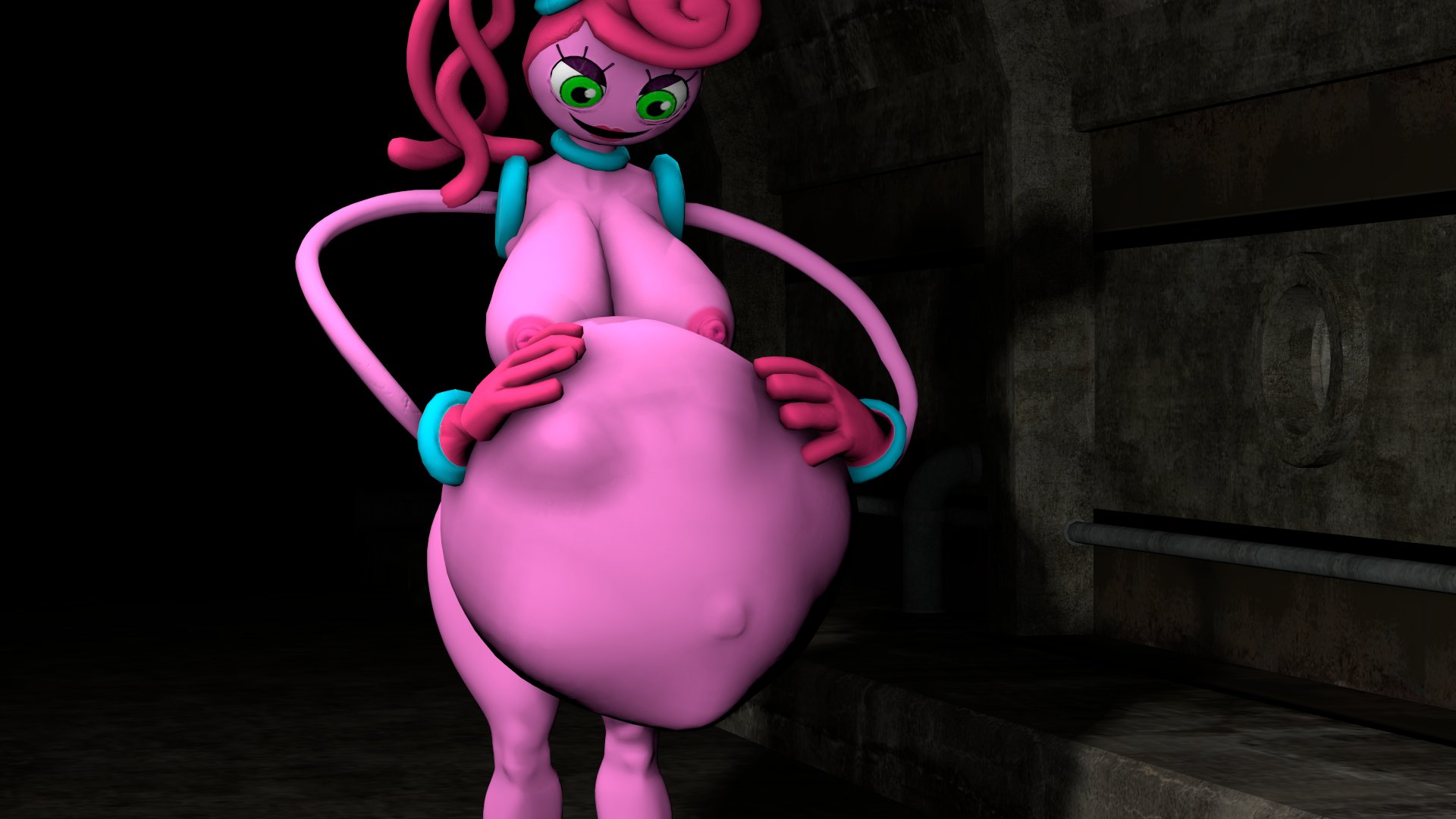 big belly, big breasts, breasts, digestion, female, heymanand (artist), mommy long legs, perfect girl, poppy playtime, struggling prey, vore