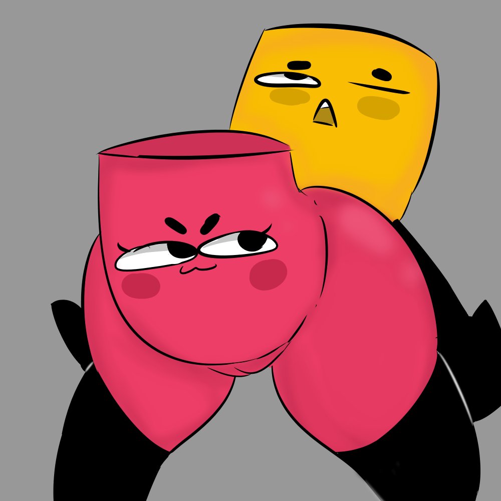 1boy 1girls 2022 :3 ass big_ass big_thighs boots clip_(snipperclips) curvy curvy_figure dominant_female duo duo_focus female femdom grey_background huge_ass interspecies large_ass large_thighs male male/female one_eye_closed orange_skin original pink_skin pleasure_face smug smug_face snip_(snipperclips) snipperclips straight thick_thighs thighs tristnsfw